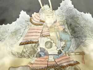 アンティーク　武者模様刺繍紋付男児着物